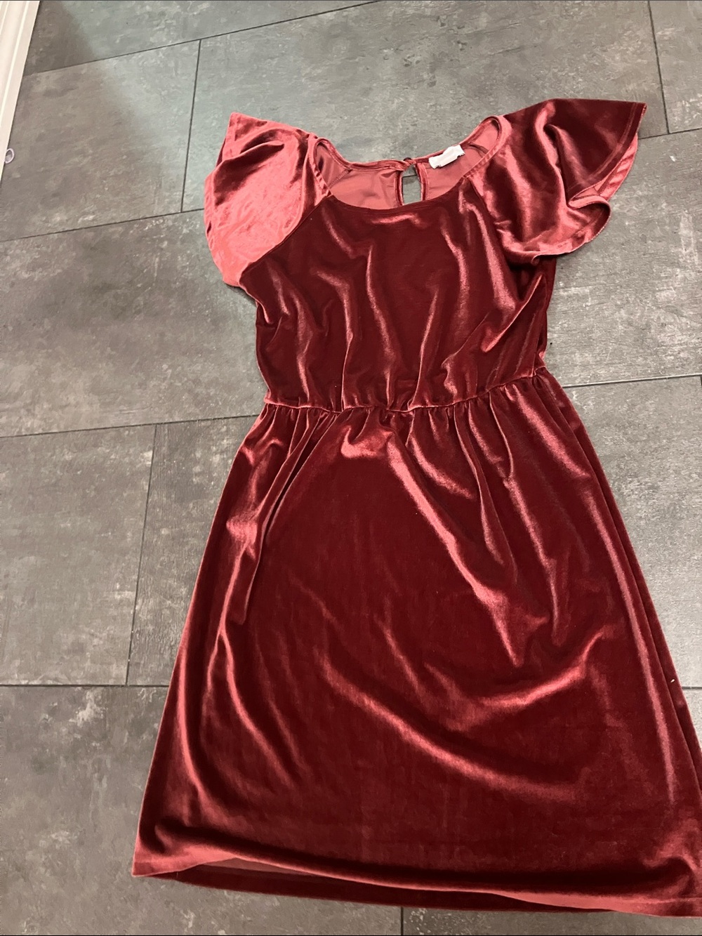 Velvet Short Sleeve Red Dress